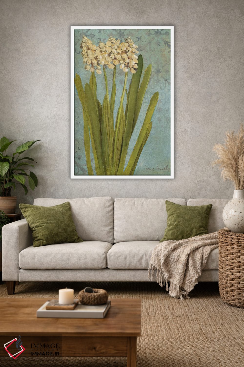 تابلو دکوراتیو "سنبل روی فیروزه ای II" اثر لینی لورث - D1W