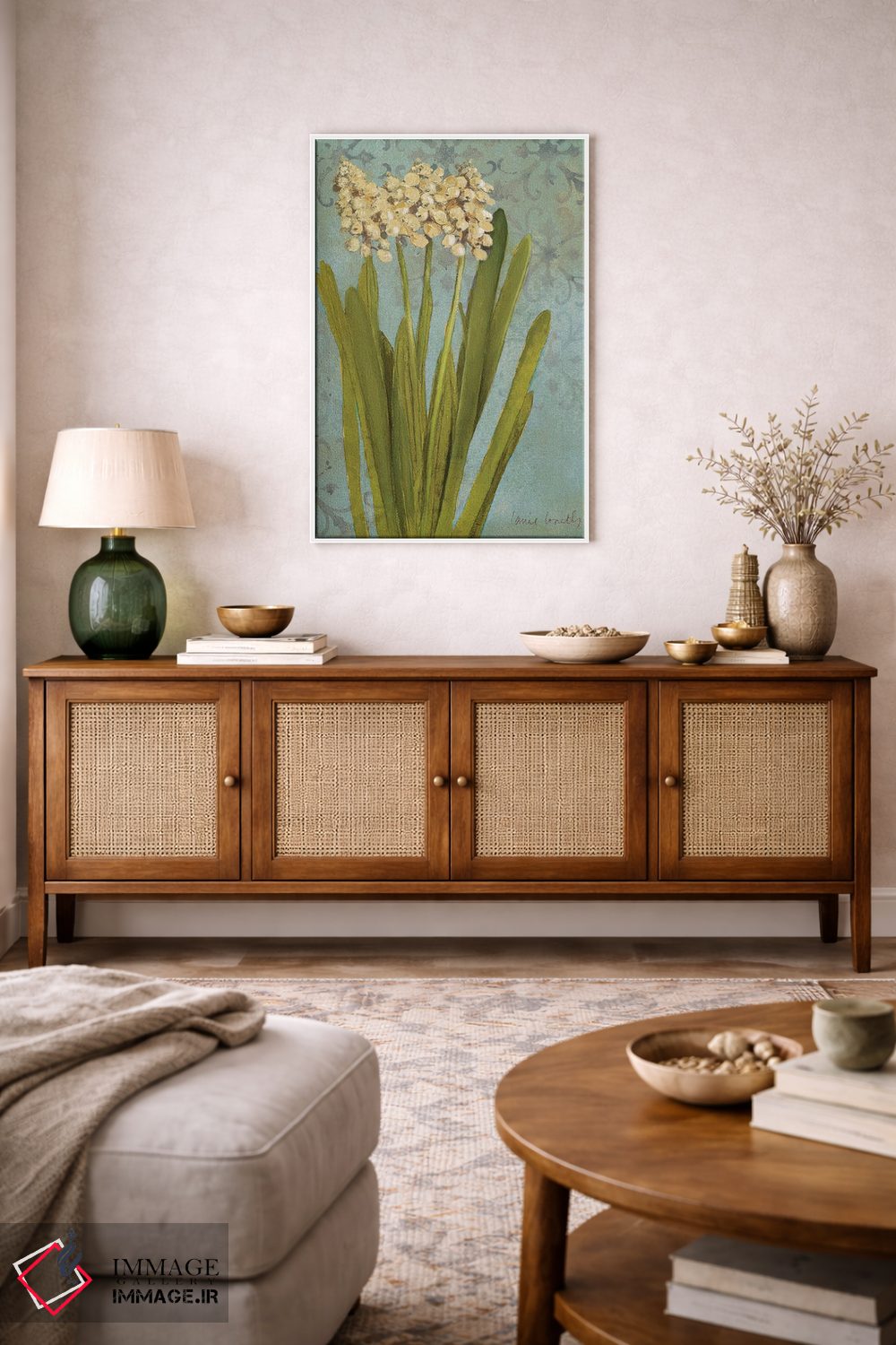 تابلو دکوراتیو "سنبل روی فیروزه ای II" اثر لینی لورث - D3W