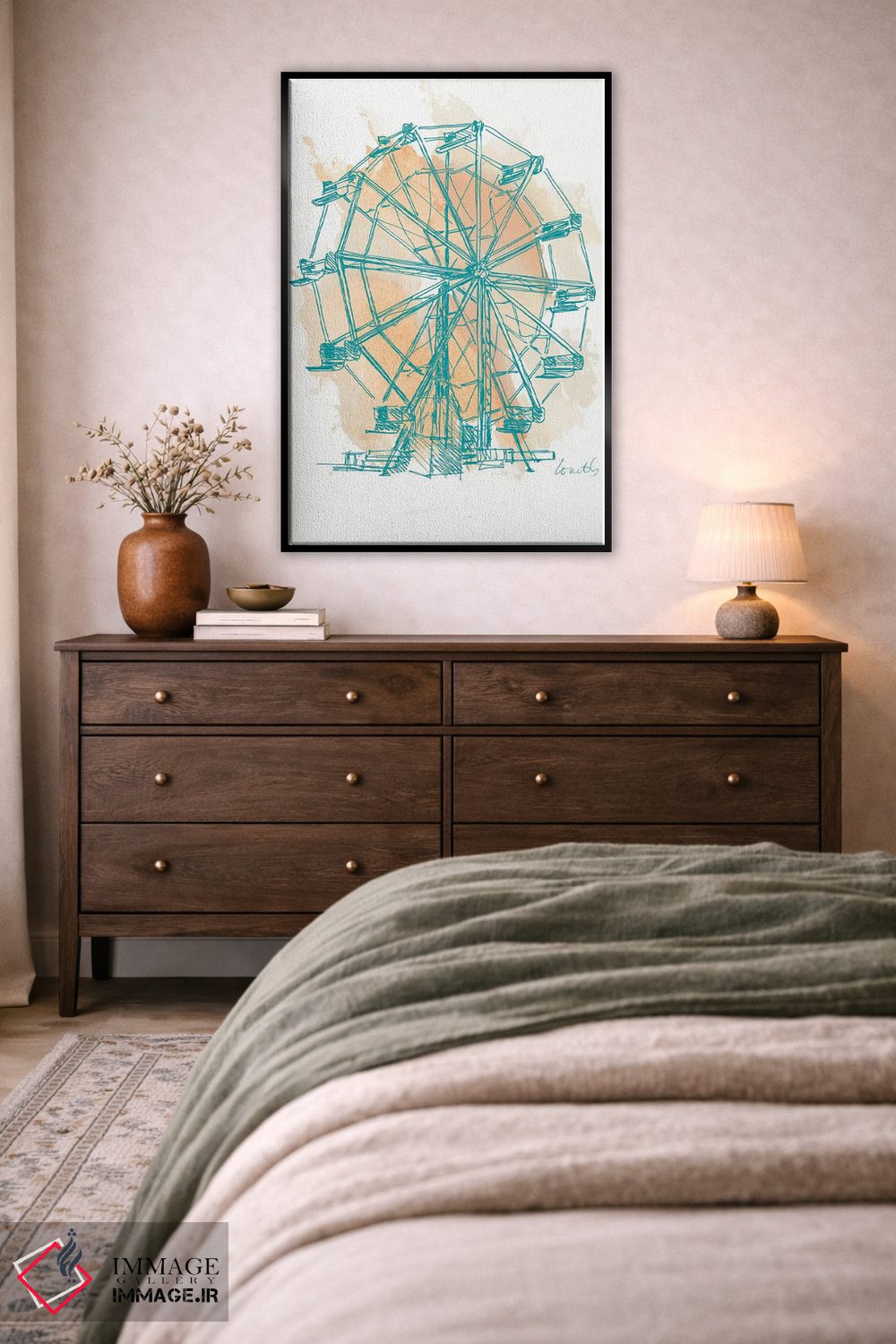 تابلو دکوراتیو "چرخ فلک فیروزه ای I" اثر لینی لورث - D5B