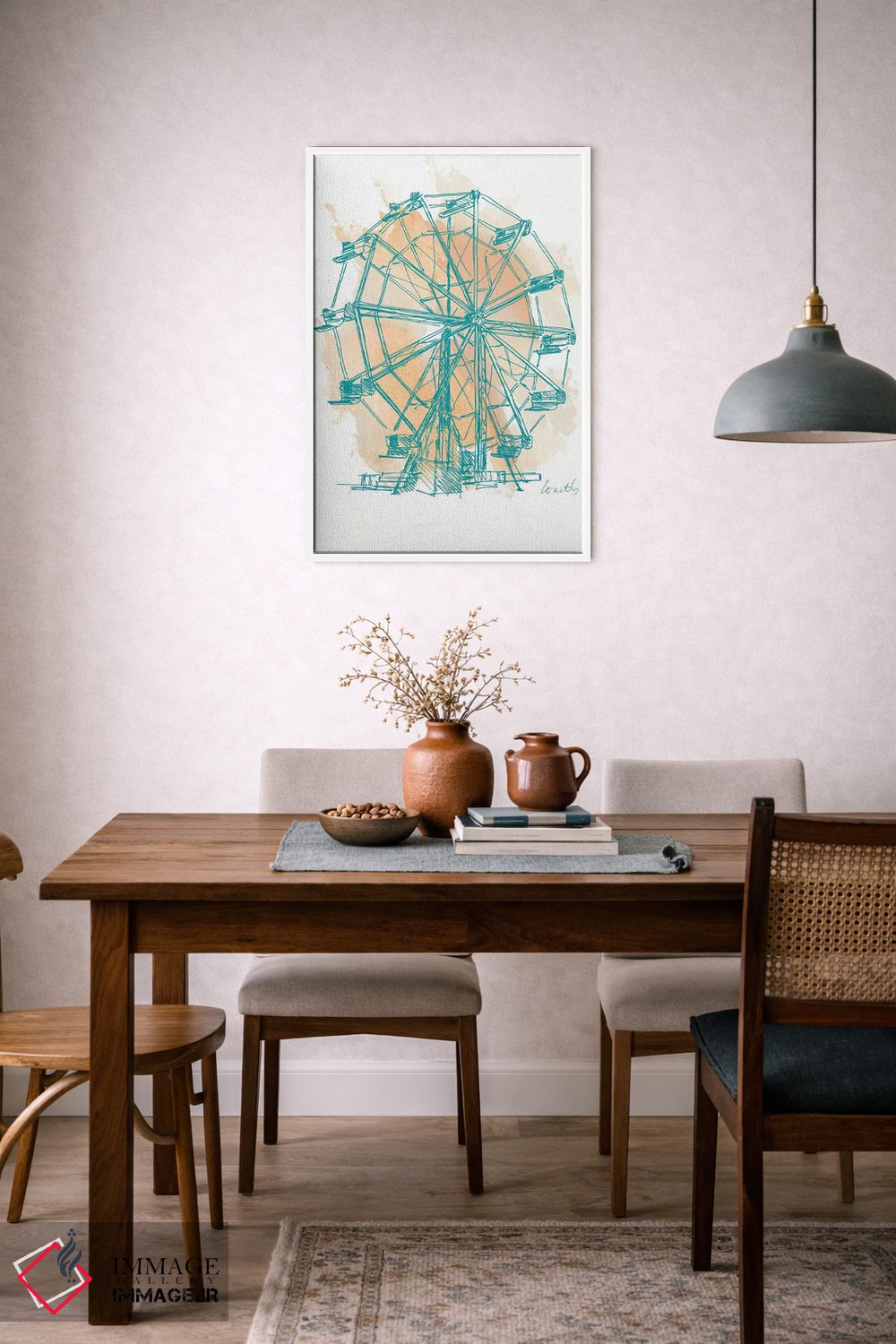 تابلو دکوراتیو "چرخ فلک فیروزه ای I" اثر لینی لورث - D6W
