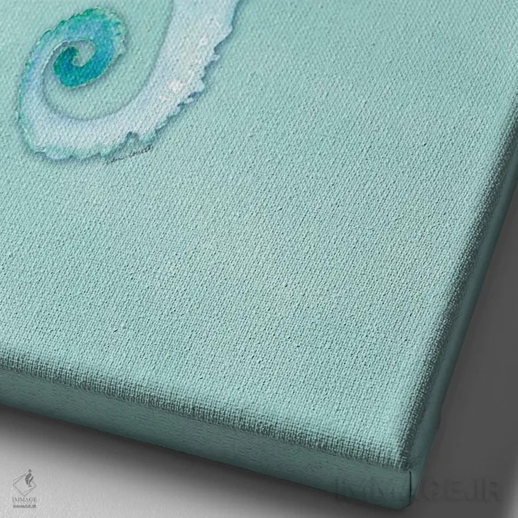 تابلو دکوراتیو "اسب دریایی با کیف روی آبرنگ " اثر لینی لورث - نمای نزدیک بافت بوم