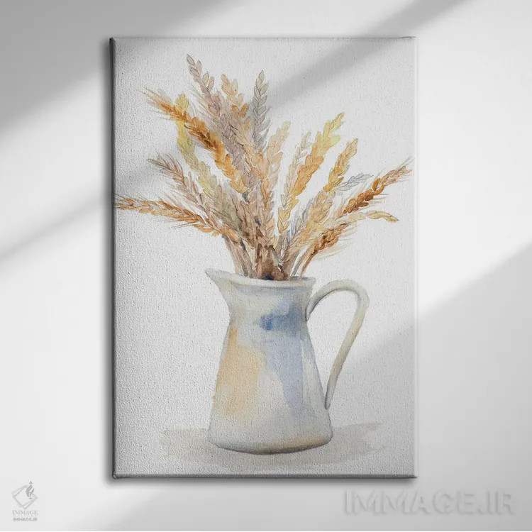 تابلو دکوراتیو "گندم در پارچ" اثر لینی لورث - نمای روبهرو روی دیوار