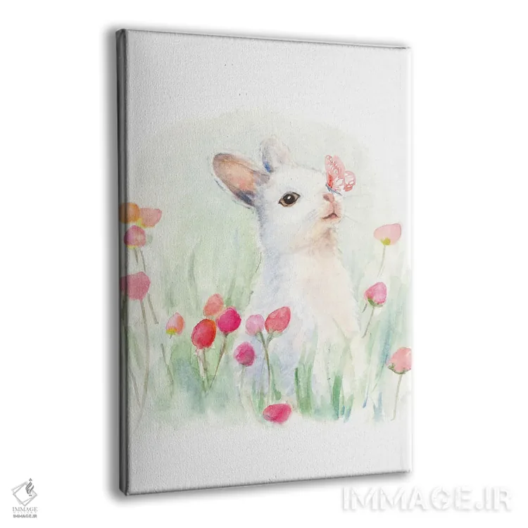 تابلو دکوراتیو "خرگوش سفید و پروانه" اثر لینی لورث - نمای پرسپکتیو محصول