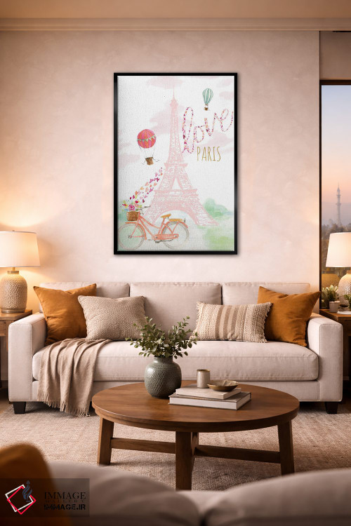 تابلو دکوراتیو "دوچرخه سواری صورتی ایفل" اثر لینی لورث - D3B
