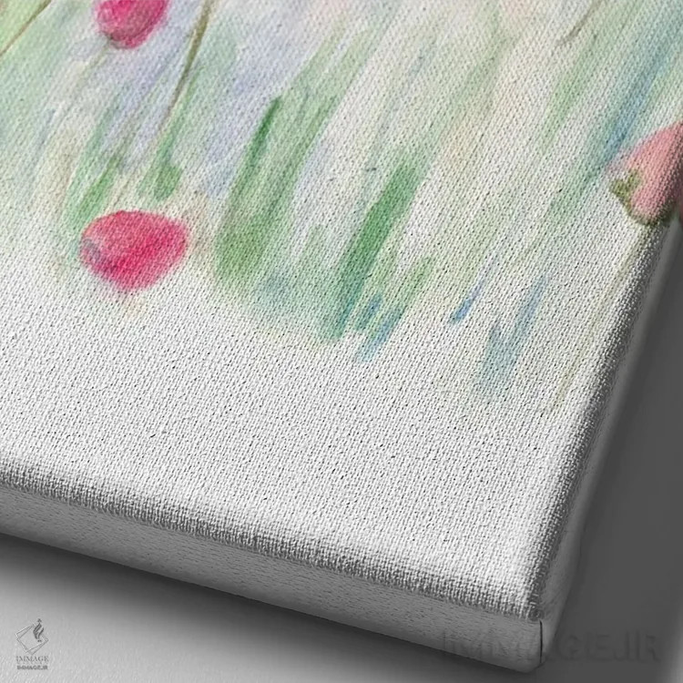 تابلو دکوراتیو "خرگوش سفید و پروانه" اثر لینی لورث - نمای نزدیک بافت بوم