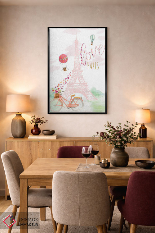 تابلو دکوراتیو "دوچرخه سواری صورتی ایفل" اثر لینی لورث - D5B