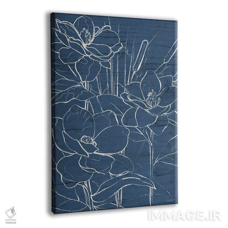 تابلو مینیمال "طرح گل روی سرمه ای II" اثر لینی لورث - نمای پرسپکتیو محصول