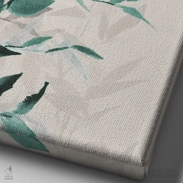 تابلو مینیمال "برگ های سبز تونال I" اثر لینی لورث - نمای نزدیک بافت بوم