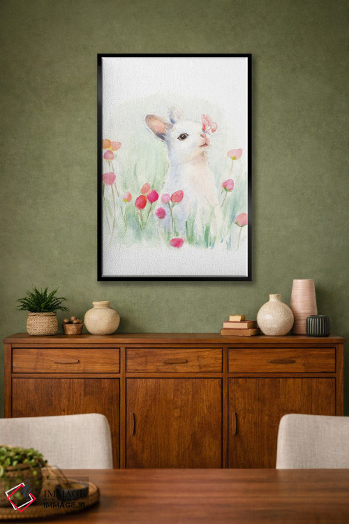 تابلو دکوراتیو "خرگوش سفید و پروانه" اثر لینی لورث - D2B