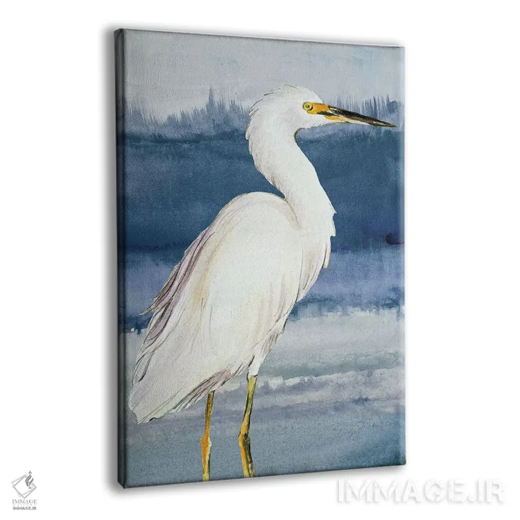 تابلو دکوراتیو "حواصیل روی زمینه آبی شماره دو" اثر لینی لورث - نمای پرسپکتیو محصول