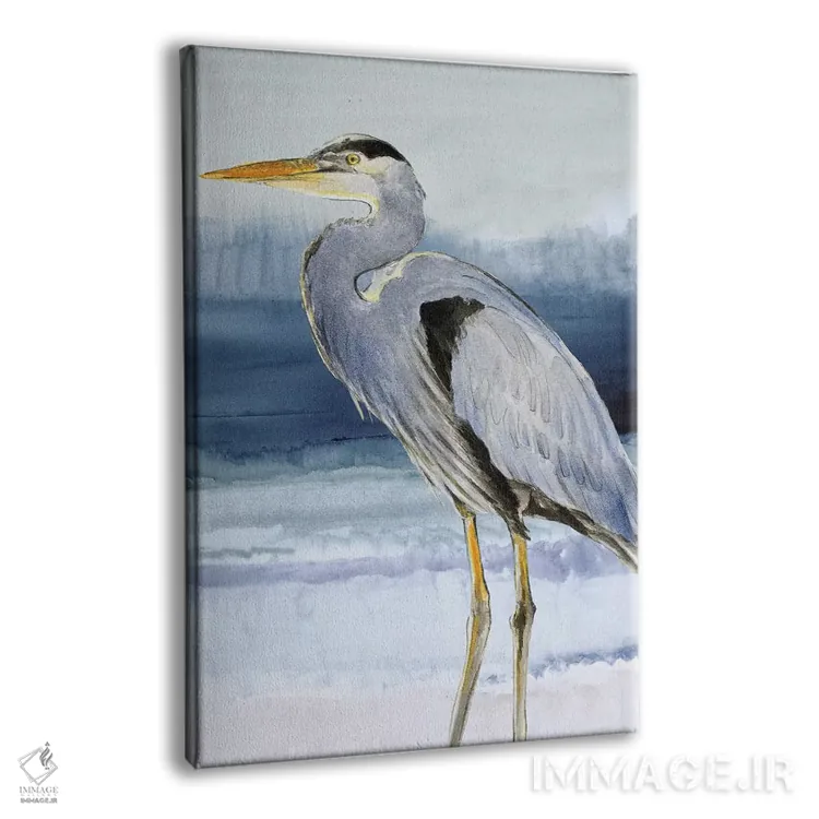 تابلو دکوراتیو "حواصیل روی زمینه آبی شماره یک" اثر لینی لورث - نمای پرسپکتیو محصول