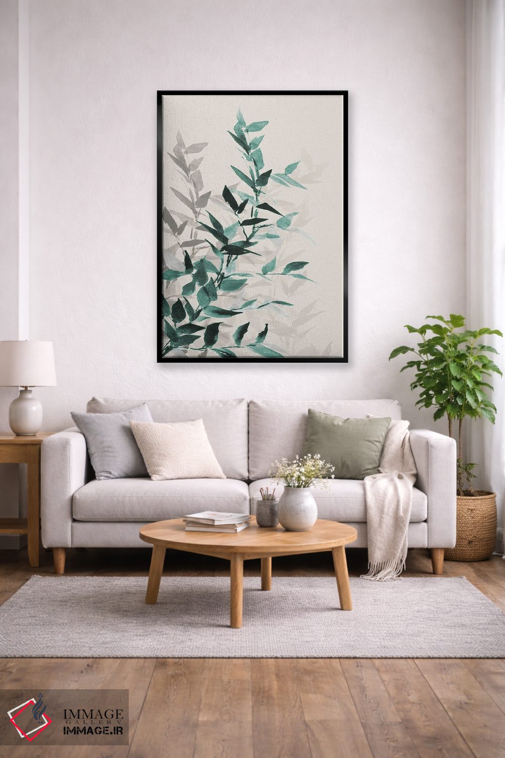 تابلو مینیمال "برگ های سبز تونال I" اثر لینی لورث - D3B