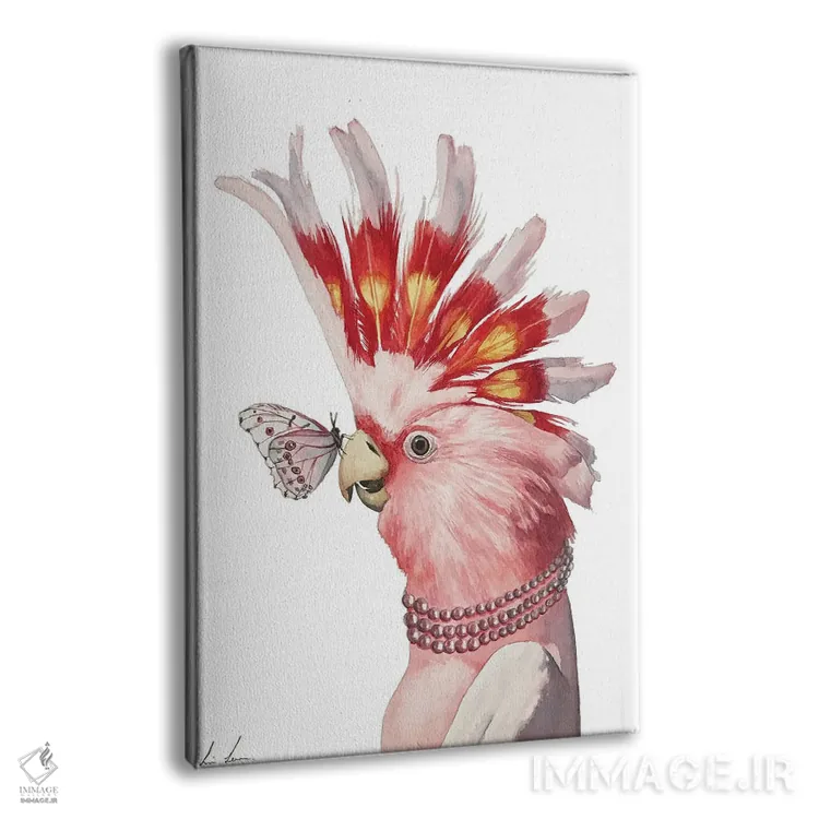 تابلو دکوراتیو "کاکاتوی صورتی" اثر لیزا لنون - نمای پرسپکتیو محصول