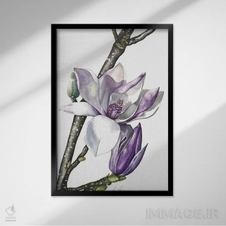 تابلو دکوراتیو "مگنولیا" اثر لیزا لنون - نمای قابدار مشکی