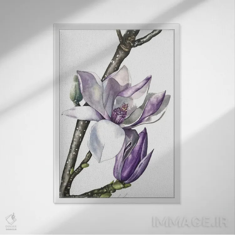 تابلو دکوراتیو "مگنولیا" اثر لیزا لنون - نمای قابدار سفید