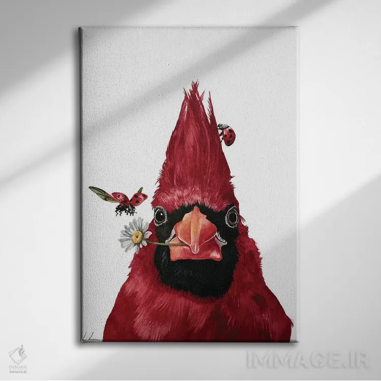 تابلو دکوراتیو "مرغ سینه سرخ و دوستان" اثر لیزا لنون - نمای روبهرو روی دیوار