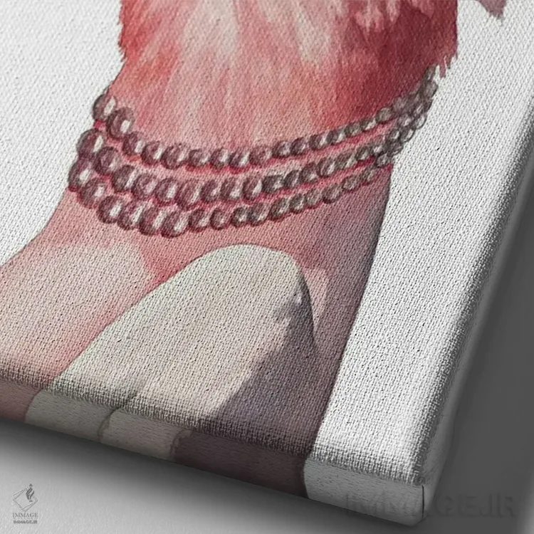 تابلو دکوراتیو "کاکاتوی صورتی" اثر لیزا لنون - نمای نزدیک بافت بوم