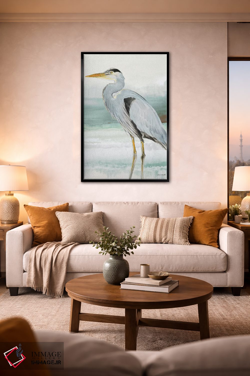 تابلو دکوراتیو "حواصیل روی شیشه دریایی شماره یک" اثر لینی لورث - D2B