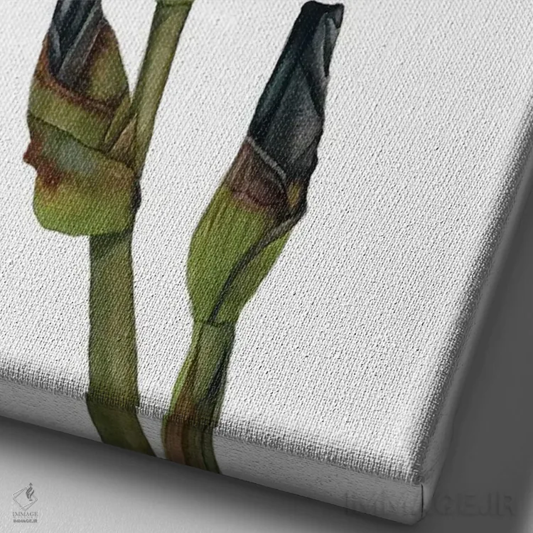 تابلو دکوراتیو "زنبق قرمز" اثر لیزا لنون - نمای نزدیک بافت بوم