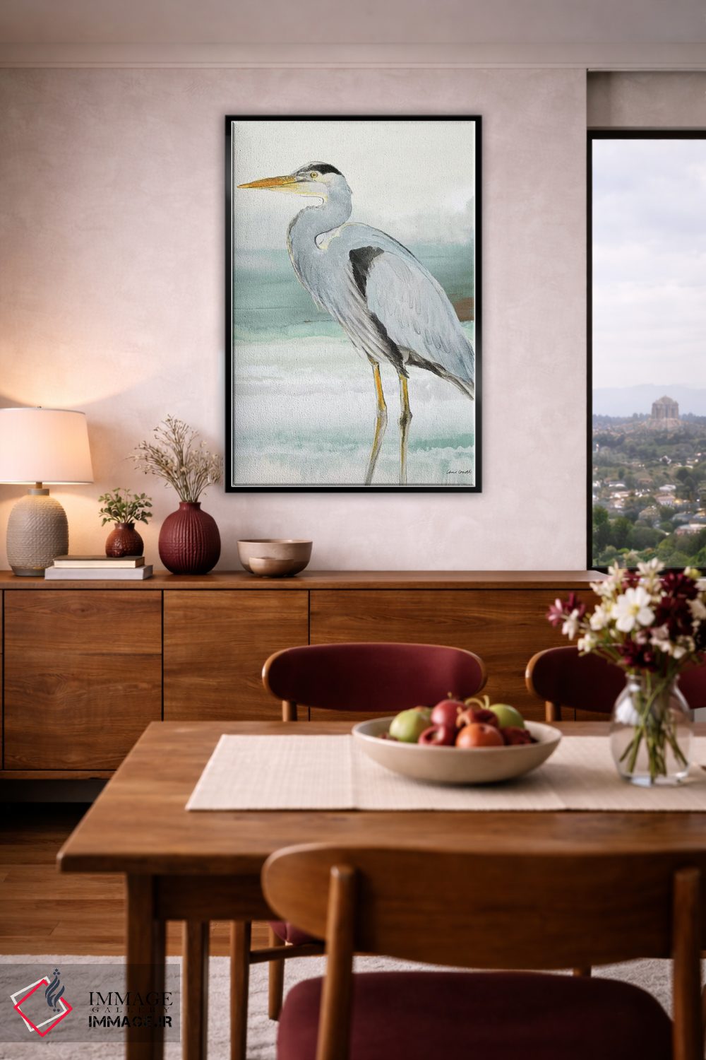 تابلو دکوراتیو "حواصیل روی شیشه دریایی شماره یک" اثر لینی لورث - D4B