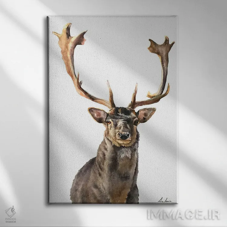 تابلو دکوراتیو "گوزن نر" اثر لیزا لنون - نمای روبهرو روی دیوار