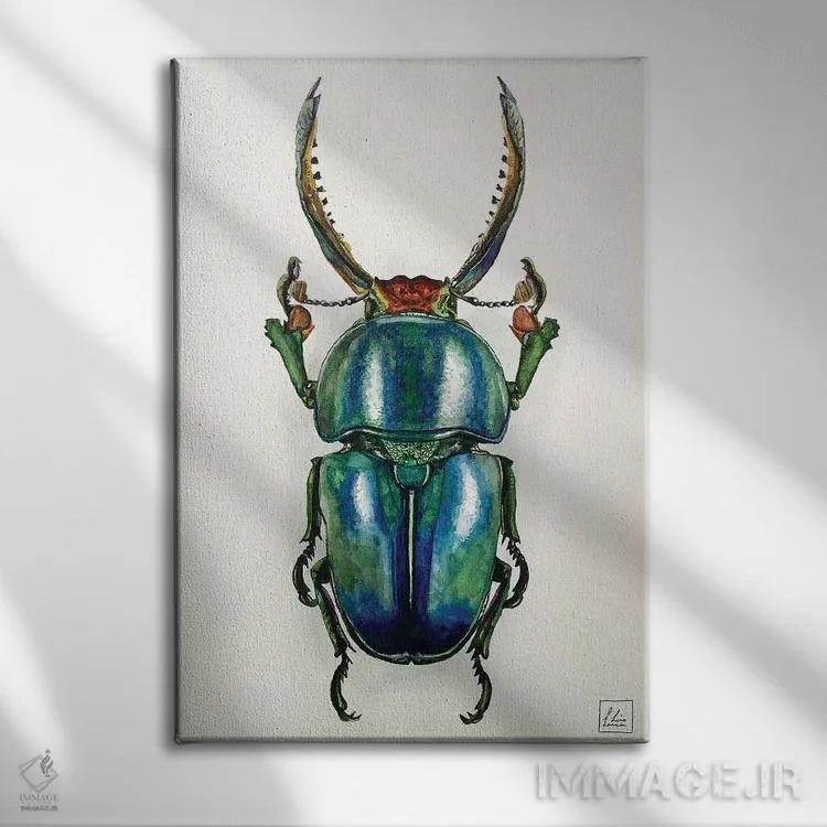 تابلو دکوراتیو "حشره آبی" اثر لیزا لنون - نمای روبهرو روی دیوار