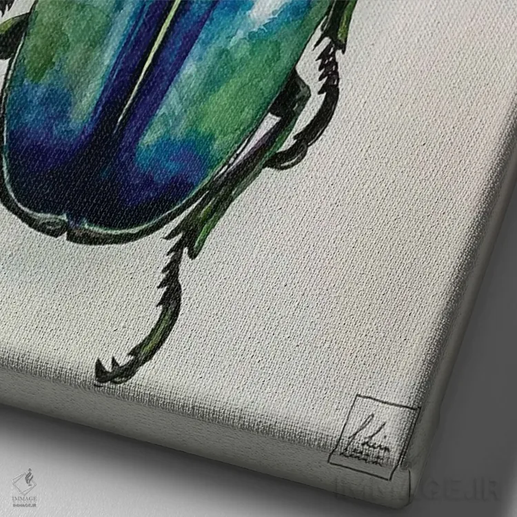 تابلو دکوراتیو "حشره آبی" اثر لیزا لنون - نمای نزدیک بافت بوم