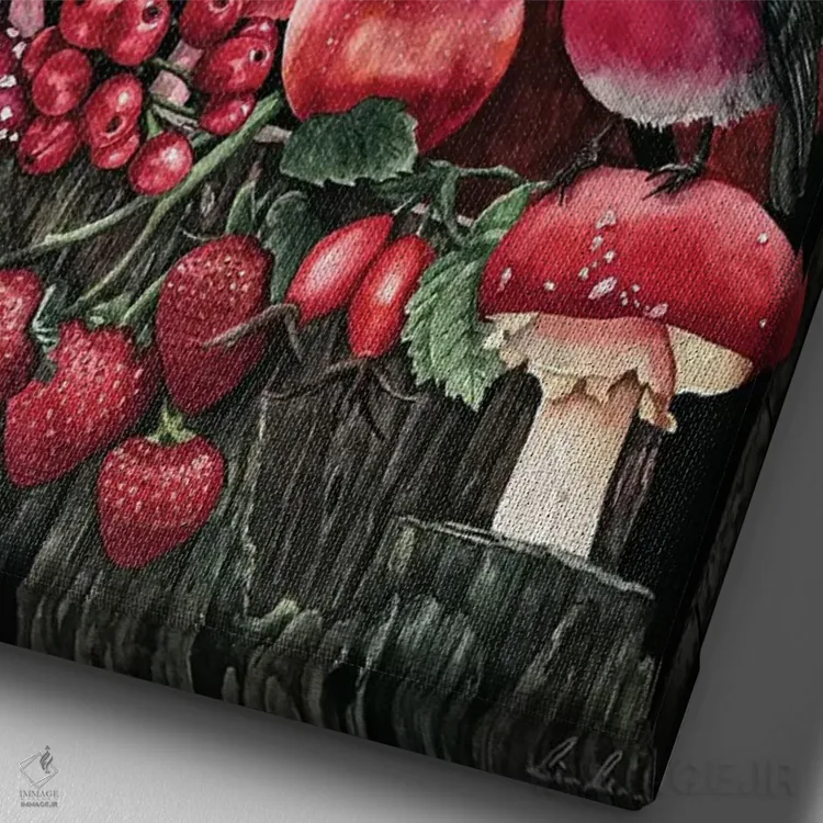 تابلو دکوراتیو "برداشت قرمز" اثر لیزا لنون - نمای نزدیک بافت بوم