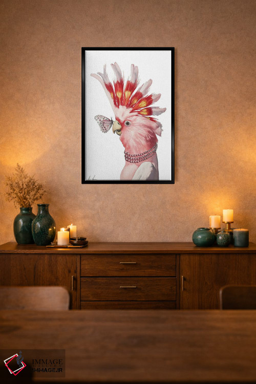 تابلو دکوراتیو "کاکاتوی صورتی" اثر لیزا لنون - D2B