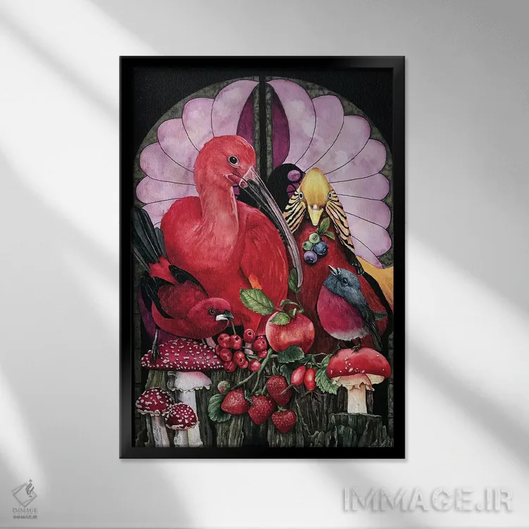 تابلو دکوراتیو "برداشت قرمز" اثر لیزا لنون - نمای قابدار مشکی