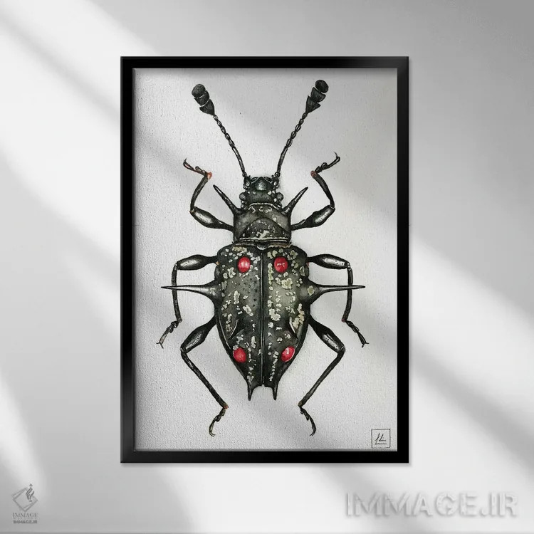 تابلو دکوراتیو "حشره سیاه" اثر لیزا لنون - نمای قابدار مشکی