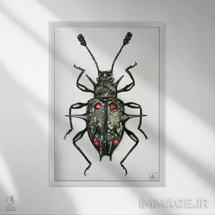 تابلو دکوراتیو "حشره سیاه" اثر لیزا لنون - نمای قابدار سفید
