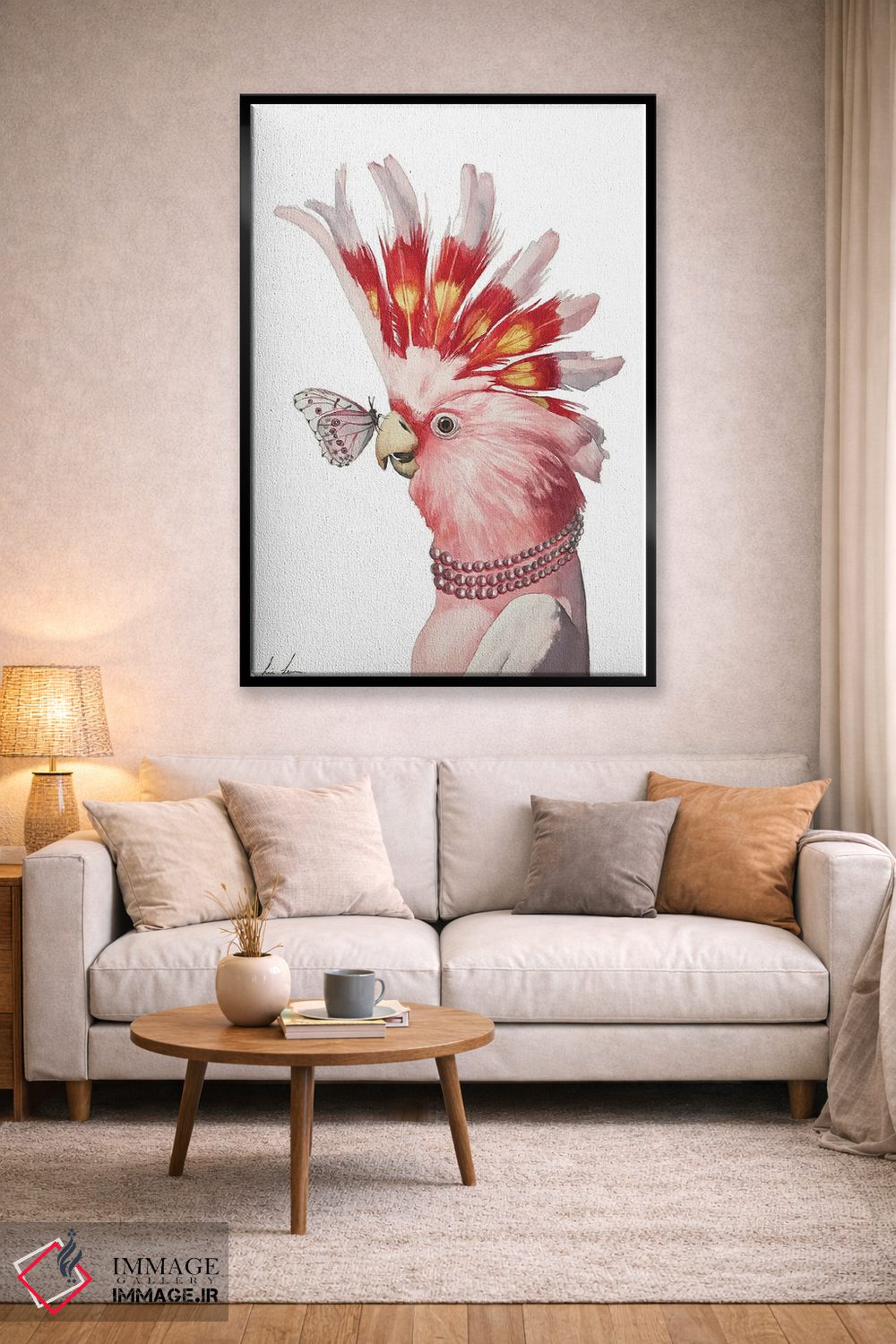 تابلو دکوراتیو "کاکاتوی صورتی" اثر لیزا لنون - D3B