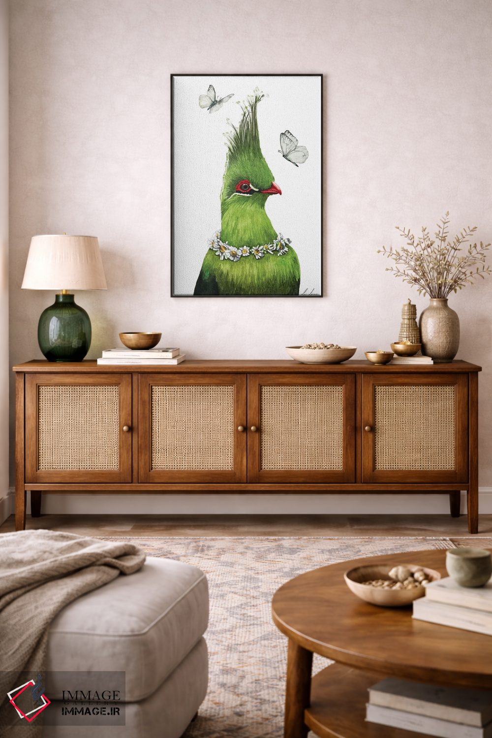 تابلو دکوراتیو "پرنده سبز" اثر لیزا لنون - D5B