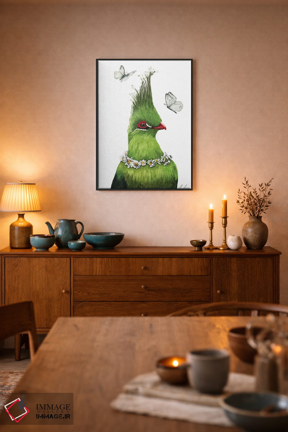 تابلو دکوراتیو "پرنده سبز" اثر لیزا لنون - D6B