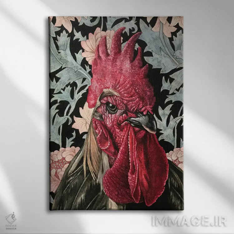 تابلو دکوراتیو "خروس" اثر لیزا لنون - نمای روبهرو روی دیوار