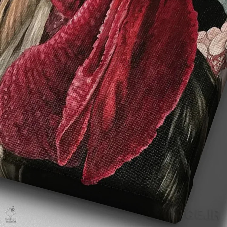 تابلو دکوراتیو "خروس" اثر لیزا لنون - نمای نزدیک بافت بوم