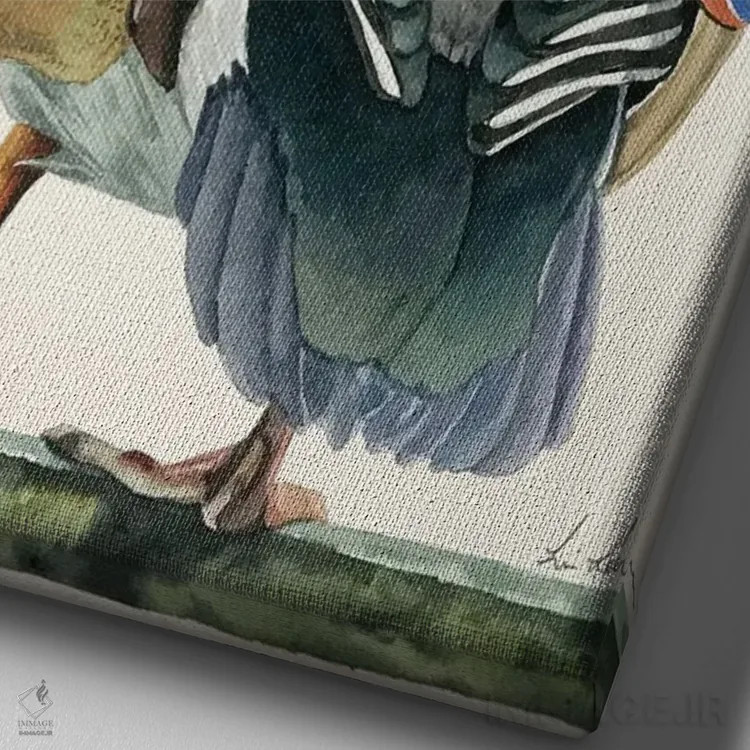 تابلو دکوراتیو "اردک ماندارین" اثر لیزا لنون - نمای نزدیک بافت بوم