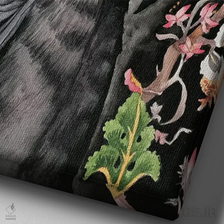 تابلو دکوراتیو "کاکاتوی نخل دار" اثر لیزا لنون - نمای نزدیک بافت بوم