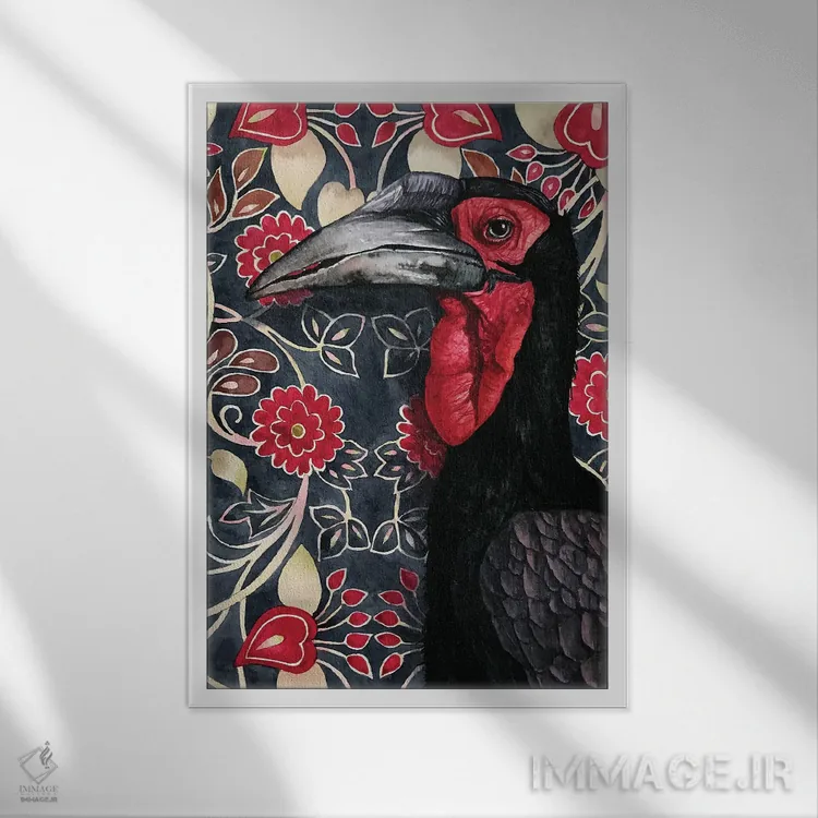 تابلو دکوراتیو "بوقلمون زمینی" اثر لیزا لنون - نمای قابدار سفید