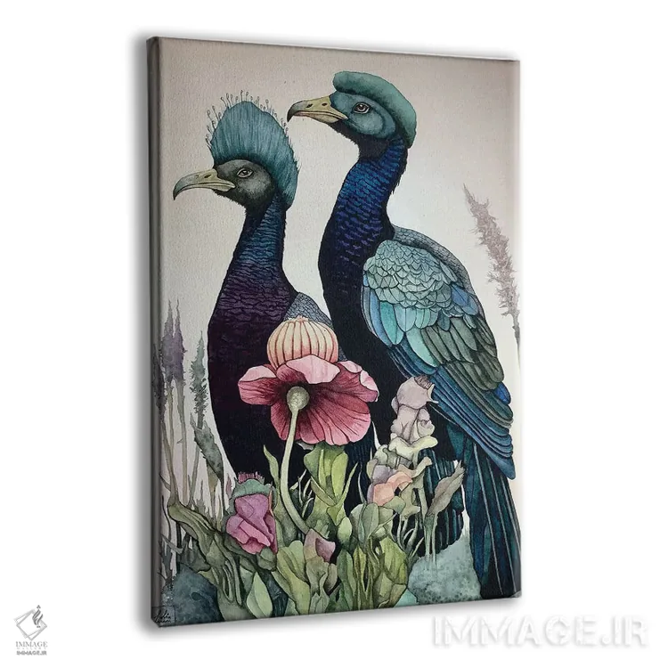 تابلو دکوراتیو "پرندگان سر آبی" اثر لیزا لنون - نمای پرسپکتیو محصول