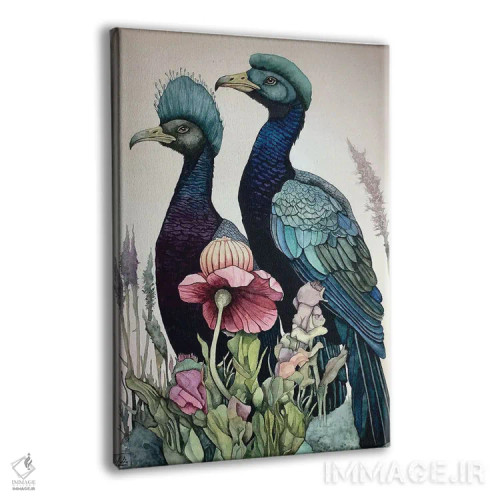 تابلو دکوراتیو "پرندگان سر آبی" اثر لیزا لنون - نمای پرسپکتیو محصول