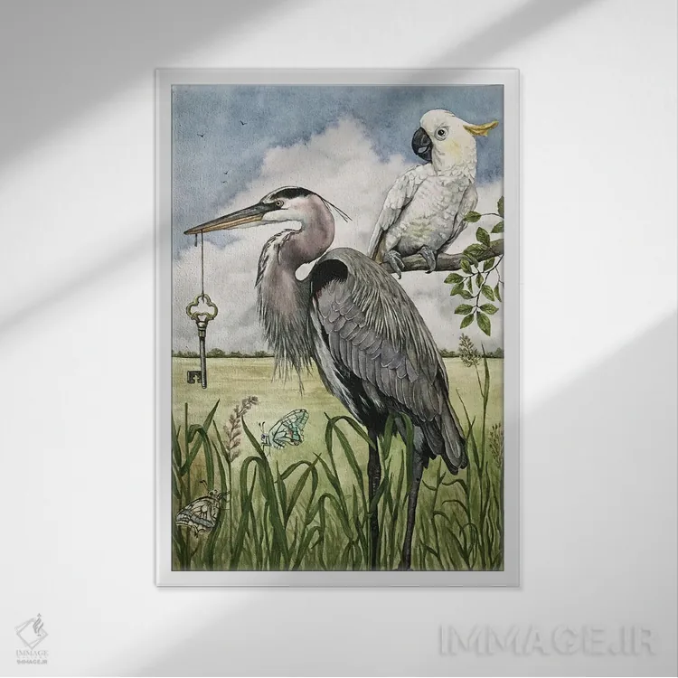 تابلو دکوراتیو "بازگرداندن کلید" اثر لیزا لنون - نمای قابدار سفید