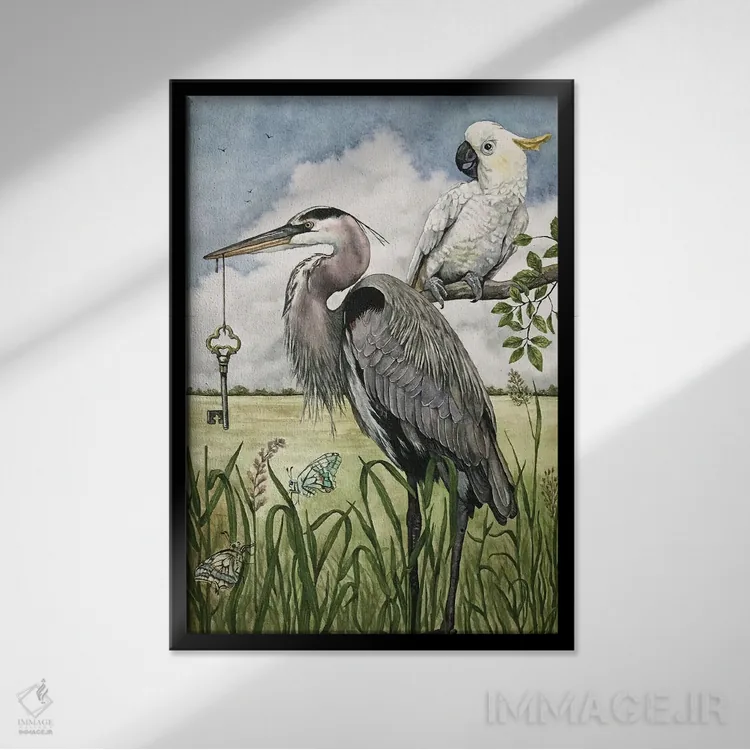 تابلو دکوراتیو "بازگرداندن کلید" اثر لیزا لنون - نمای قابدار مشکی