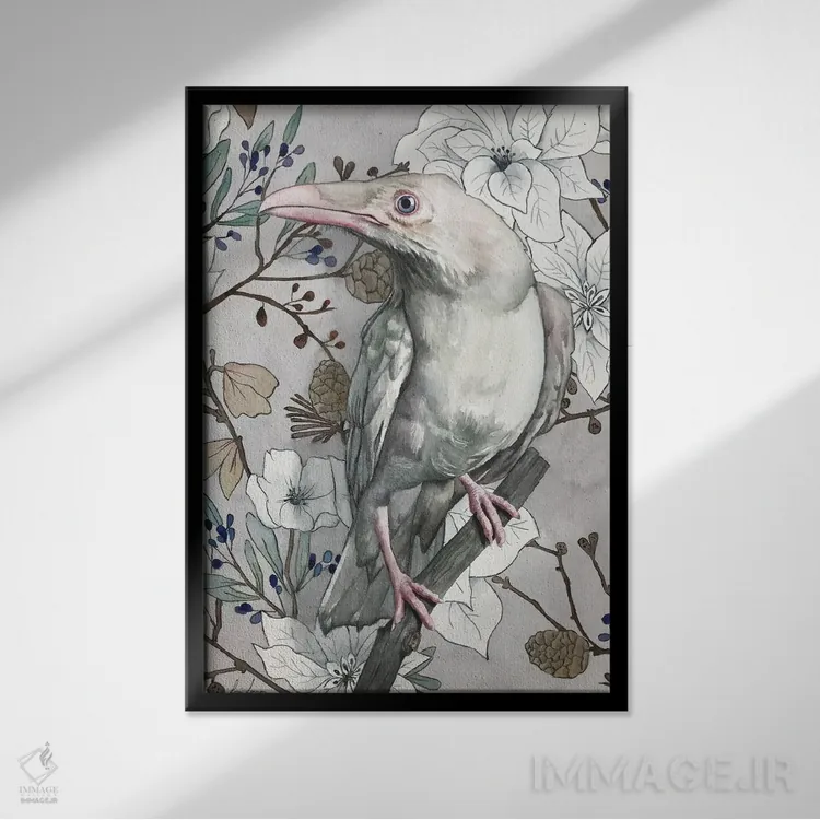 تابلو دکوراتیو "کلاغ سفید" اثر لیزا لنون - نمای قابدار مشکی