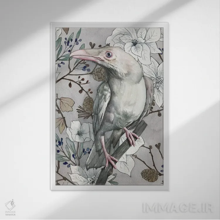 تابلو دکوراتیو "کلاغ سفید" اثر لیزا لنون - نمای قابدار سفید