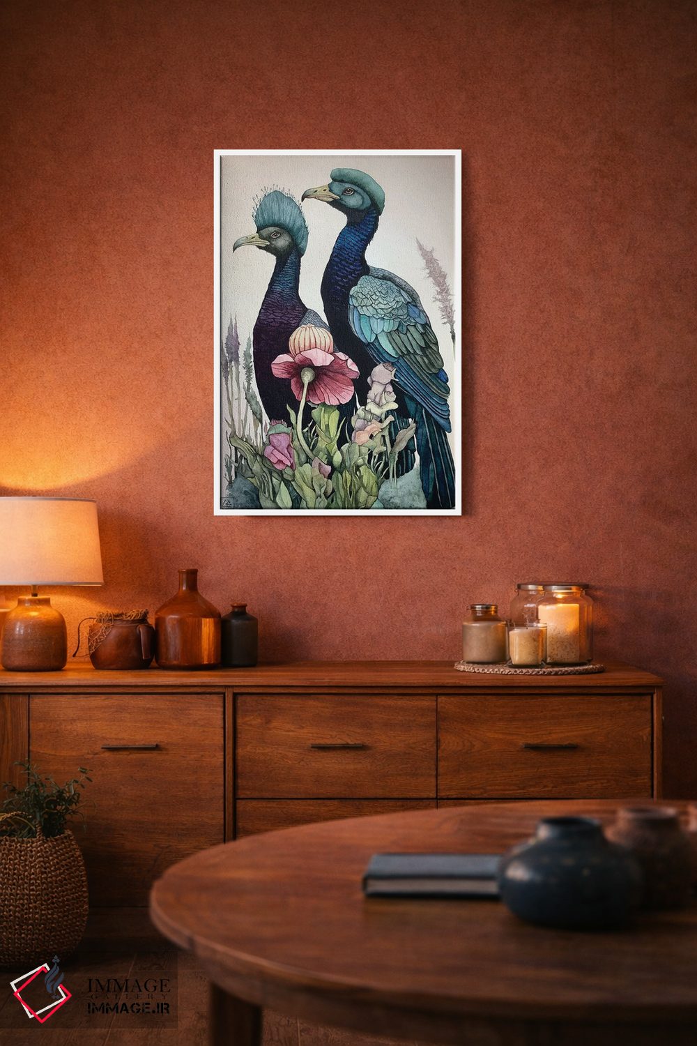 تابلو دکوراتیو "پرندگان سر آبی" اثر لیزا لنون - D3W