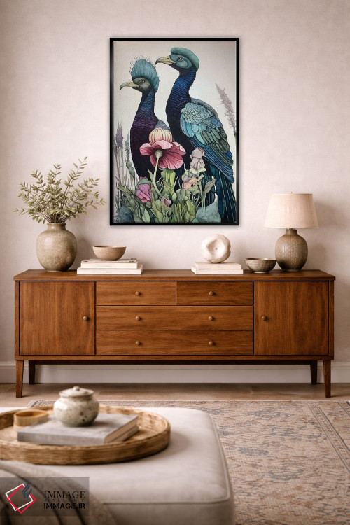 تابلو دکوراتیو "پرندگان سر آبی" اثر لیزا لنون - D4B