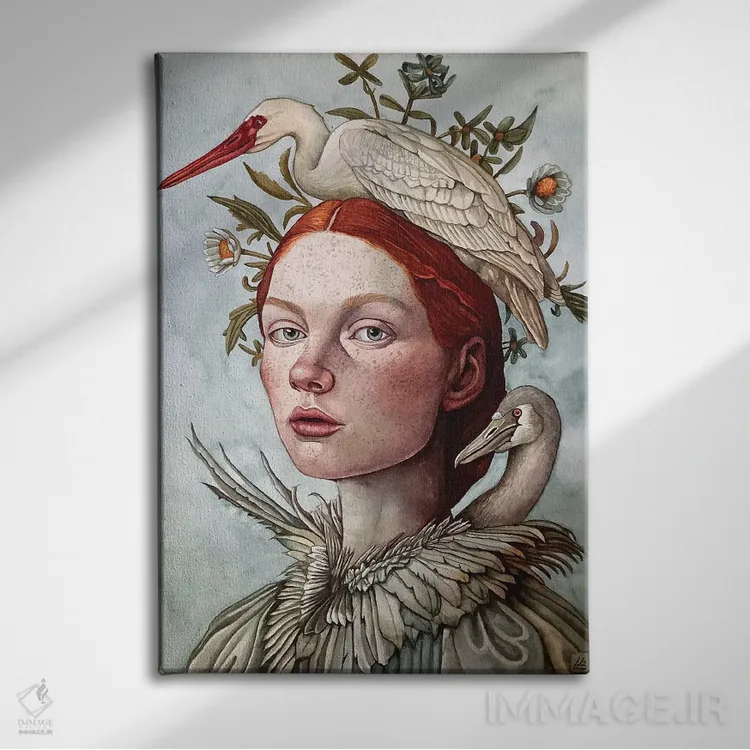 تابلو دکوراتیو "سرخ آتشین" اثر لیزا لنون - نمای روبهرو روی دیوار