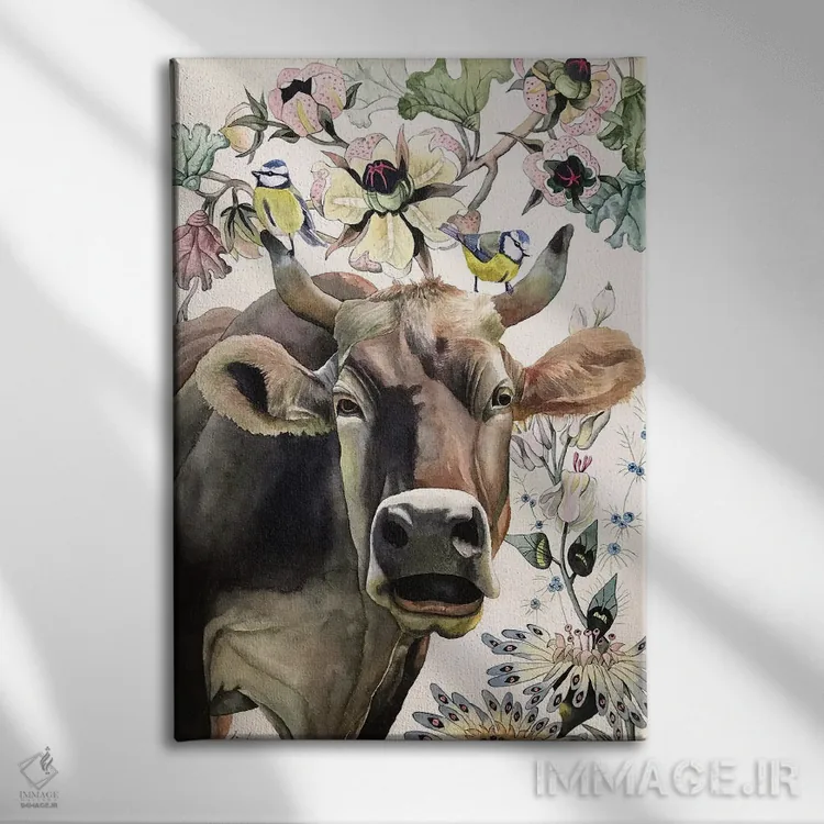 تابلو دکوراتیو "گاو" اثر لیزا لنون - نمای روبهرو روی دیوار